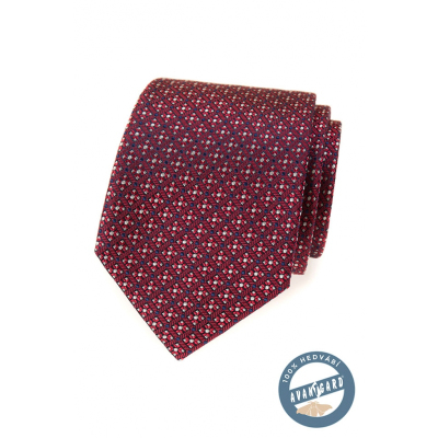 Piros selyem nyakkendő színes mintával