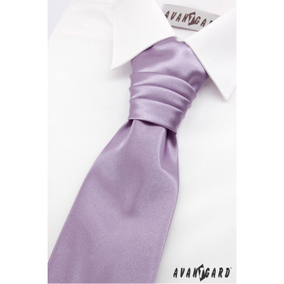 Francia világos lila nyakkendő fiúknak díszzsebkendővel