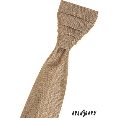 Bézs francia nyakkendő egy díszzsebkendővel