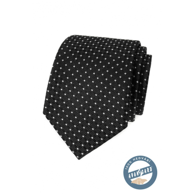 Fekete selyem nyakkendő fehér ponttal