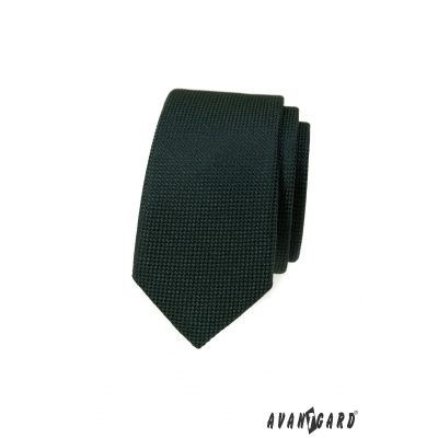 Sötétzöld keskeny nyakkendő kötött szerkezettel