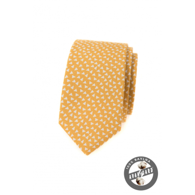 Sárga pamut keskeny nyakkendő háromszöggel