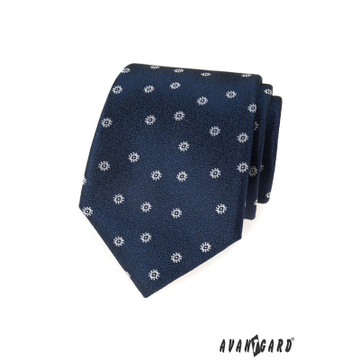 Kék strukturált nyakkendő fehér mintával