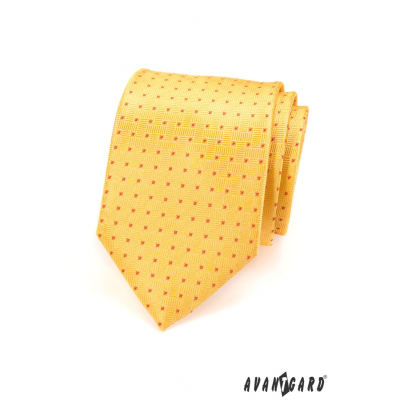 Férfi sárga nyakkendő, piros ponttal