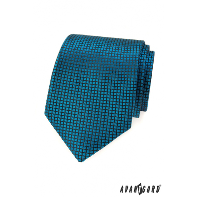 Türkiz férfi nyakkendő rácsmintával