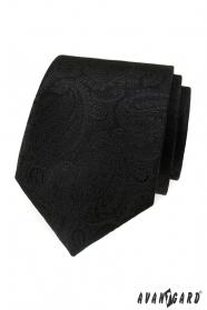 Fekete nyakkendő paisley motívummal