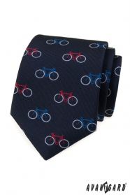 Kék nyakkendő kerékpáros mintával