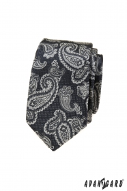 Grafitszürke nyakkendő paisley mintával