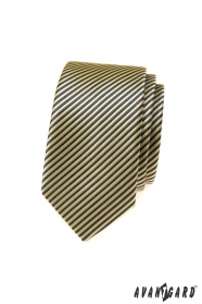 Szürke-sárga csíkos keskeny nyakkendő