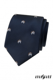 Kék nyakkendő Bulldog mintás