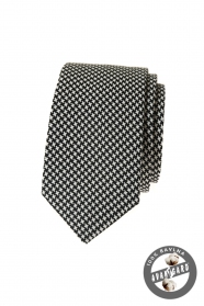 Fekete-fehér pamut keskeny nyakkendő