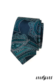 Kék nyakkendő paisley mintával