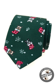 Zöld karácsonyi nyakkendő egy bulldoggal