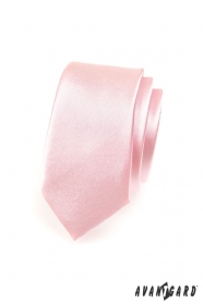 Keskeny Slim nyakkendő, halvány rózsaszín fényes