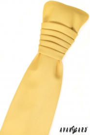 Sárga matt esküvői nyakkendő díszzsebkendővel