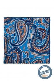 Gyönyörű hagyományos kék mintás selyem díszzsebkendő