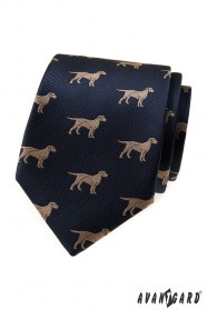 Kék férfi nyakkendő kutya motívummal