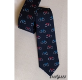 Kék nyakkendő kerékpáros mintával - szélesség 7 cm