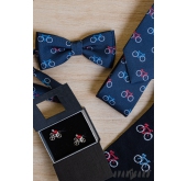 Kék nyakkendő kerékpáros mintával - szélesség 7 cm