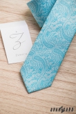 Türkiz keskeny nyakkendő paisley mintával - szélesség 6 cm