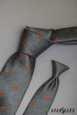 Szürke nyakkendő narancs róka - szélesség 7 cm