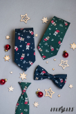 Zöld nyakkendő 44 cm karácsonyi motívummal - hossz 44 cm