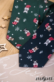 Sötétkék karácsonyi nyakkendő bulldoggal - szélesség 7 cm
