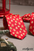 Piros nyakkendő karácsonyi mézeskalácstal - szélesség 7 cm