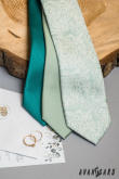 Díszekkel díszített zöld nyakkendő - szélesség 7 cm