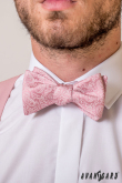 Paisley megkötős csokornyakkendő rózsaszínű + díszzsebkendő - kikötve 12 cm 