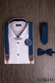 Keskeny kék nyakkendő, fehér pöttyökkel - szélesség 5 cm