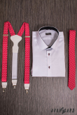 Piros keskeny nyakkendő fehér pöttyöskel - szélesség 5 cm