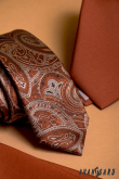 Keskeny nyakkendő barna paisley mintával - szélesség 6 cm