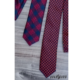 Kék-piros kockás keskeny nyakkendő - szélesség 5 cm