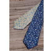 Keskeny férfi nyakkendő, kék és sárga mintával - szélesség 5 cm