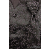 Fekete mintás férfi mellény francia nyakkendővel