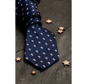 Kék nyakkendő fehér motívummal