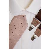 Bézs színű nyakkendő fekete pöttyös