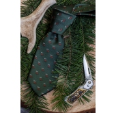 Zöld nyakkendő szarvas motívummal - szélesség 7 cm