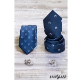 Kék nyakkendő patkó motívummal