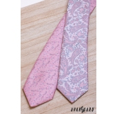 Rózsaszín-szürke Paisley nyakkendő - szélesség 7 cm