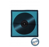 Selyem díszzsebkendő gramofon lemez kék