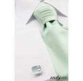Finom zöld esküvői nyakkendő díszzsebkendővel - uni
