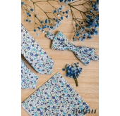 Pamut csokornyakkendő kék virágokkal