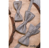 Bézs kockás önkötő csokornyakkendő - kikötve 12 cm 