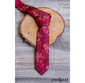 Bordó keskeny nyakkendő virágmintával - szélesség 6 cm